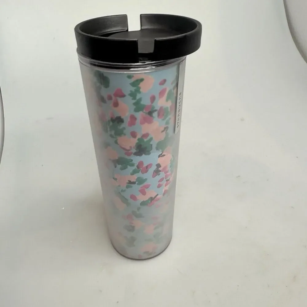 Starbucks 16 fl oz Floral Plastic Tumbler Snap-Out Lid BPA-Free Insulated
